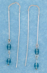 sterling silver threader earring T011 Aqua