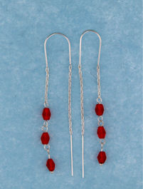 sterling silver threader earring T012 Red